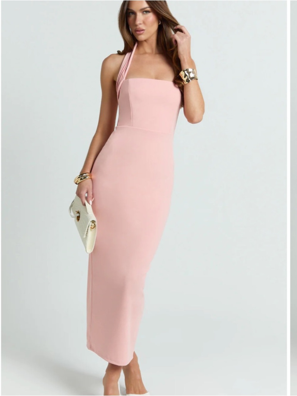 Showpo Salome Halter Midi Dress - Pink